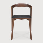 Bok dining chair - varnished teak - brown - Black leather White Cliff Studio Dining Chair
