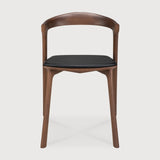 Bok dining chair - varnished teak - brown - Black leather White Cliff Studio Dining Chair