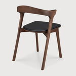 Bok dining chair - varnished teak - brown - Black leather White Cliff Studio Dining Chair
