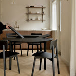 Bok extendable dining table - varnished oak - black - round White Cliff Studio Dining Table