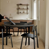 Bok extendable dining table - varnished oak - black - round White Cliff Studio Dining Table