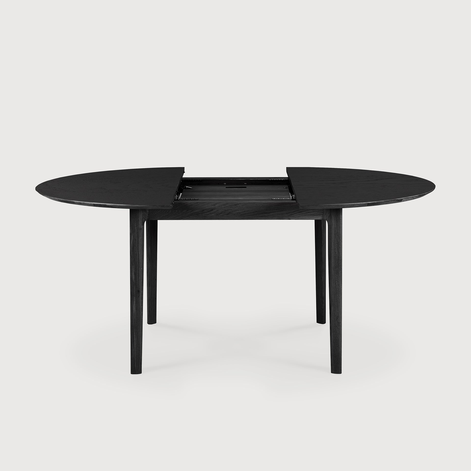 Bok extendable dining table - varnished oak - black - round White Cliff Studio Dining Table