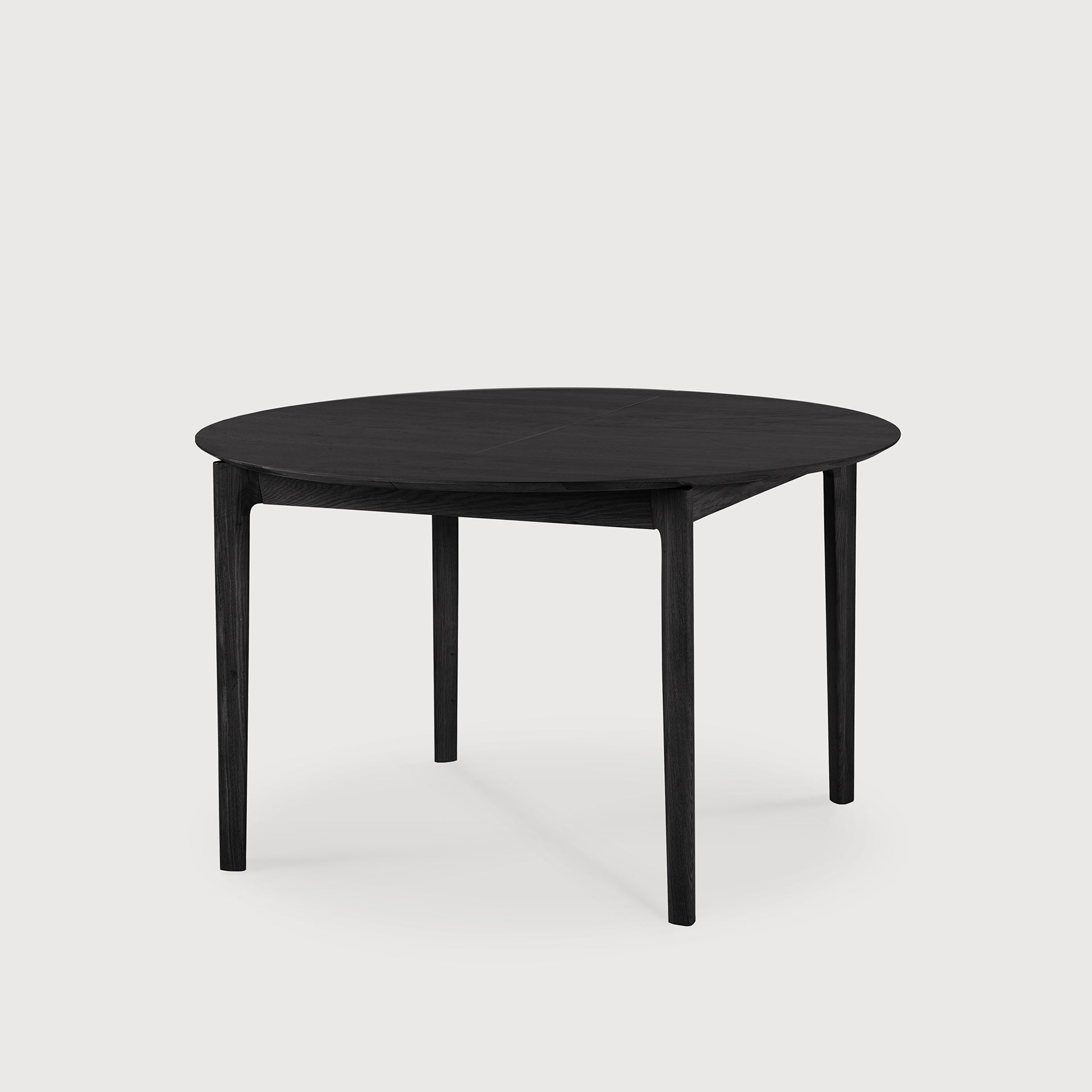 Bok extendable dining table - varnished oak - black - round White Cliff Studio Dining Table