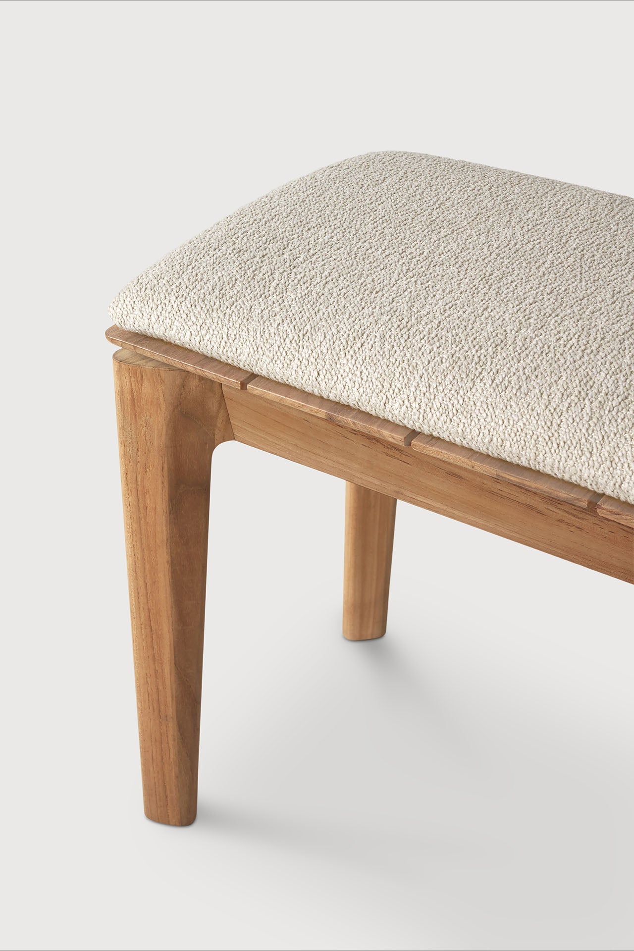 Bok outdoor bench - teak - Natural fabric - 2+ seater White Cliff Studio Outdoor Bench