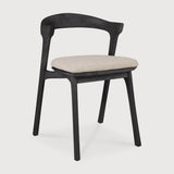 Bok outdoor dining chair - varnished teak - black - Natural fabric White Cliff Studio Outdoor Dining Chair