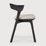 Bok outdoor dining chair - varnished teak - black - Natural fabric White Cliff Studio Outdoor Dining Chair