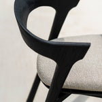 Bok outdoor dining chair - varnished teak - black - Natural fabric White Cliff Studio Outdoor Dining Chair