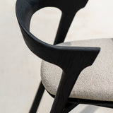 Bok outdoor dining chair - varnished teak - black - Natural fabric White Cliff Studio Outdoor Dining Chair