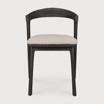 Bok outdoor dining chair - varnished teak - black - Natural fabric White Cliff Studio Outdoor Dining Chair