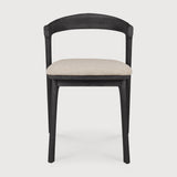 Bok outdoor dining chair - varnished teak - black - Natural fabric White Cliff Studio Outdoor Dining Chair