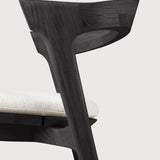 Bok outdoor dining chair - varnished teak - black - Off White fabric White Cliff Studio Outdoor Dining Chair