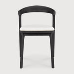 Bok outdoor dining chair - varnished teak - black - Off White fabric White Cliff Studio Outdoor Dining Chair