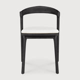 Bok outdoor dining chair - varnished teak - black - Off White fabric White Cliff Studio Outdoor Dining Chair