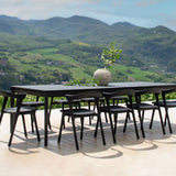 Bok outdoor dining chair - varnished teak - black White Cliff Studio Outdoor Dining Chair