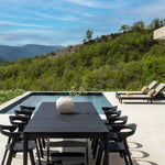 Bok outdoor dining chair - varnished teak - black White Cliff Studio Outdoor Dining Chair