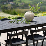 Bok outdoor dining chair - varnished teak - black White Cliff Studio Outdoor Dining Chair