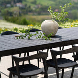 Bok outdoor dining chair - varnished teak - black White Cliff Studio Outdoor Dining Chair