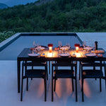 Bok outdoor dining chair - varnished teak - black White Cliff Studio Outdoor Dining Chair