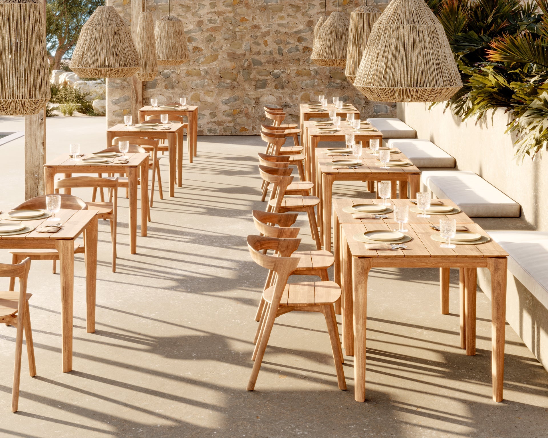 Bok outdoor dining table - teak - square White Cliff Studio Outdoor Dining Table