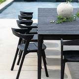 Bok outdoor dining table - varnished teak - black - rectangular White Cliff Studio Outdoor Dining Table