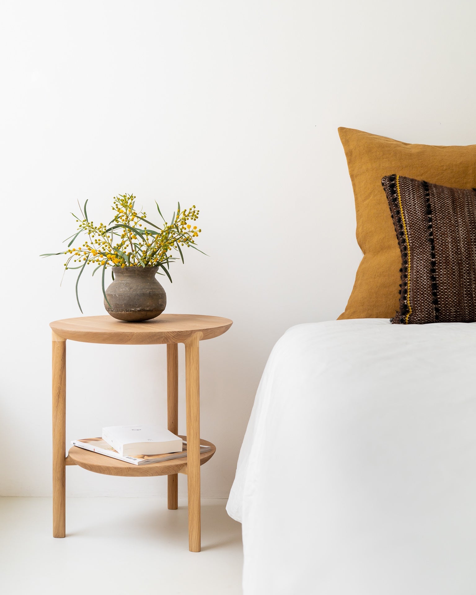 Bok side table - oak - round White Cliff Studio Side Table