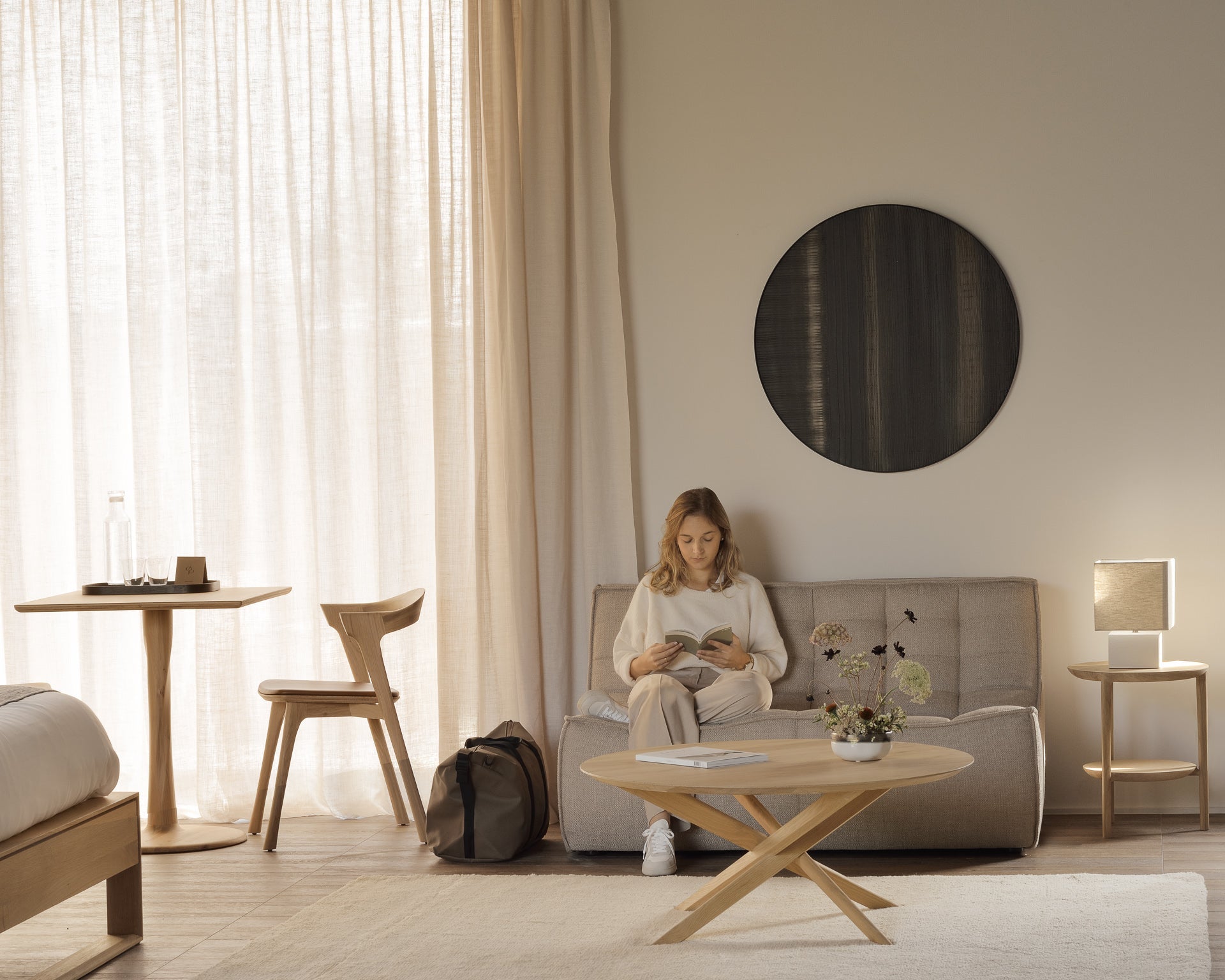 Bok side table - oak - round White Cliff Studio Side Table