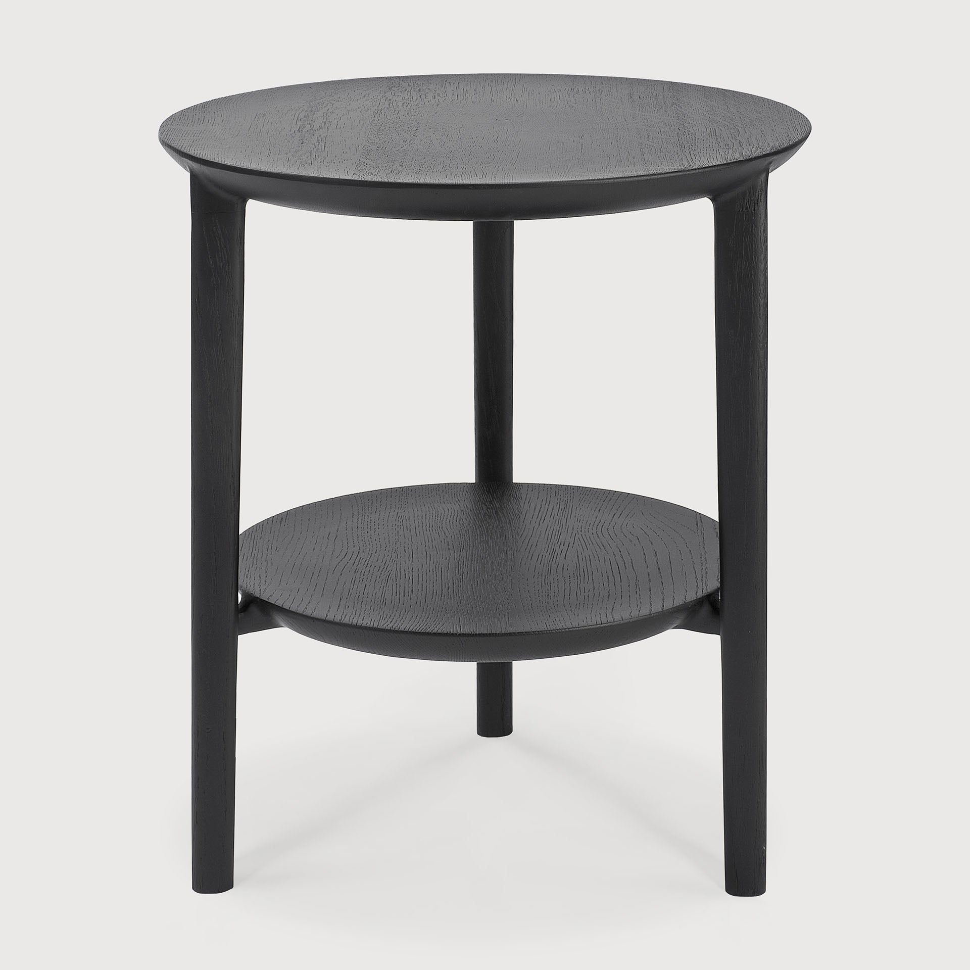 Bok side table - varnished oak - black - round White Cliff Studio Side Table