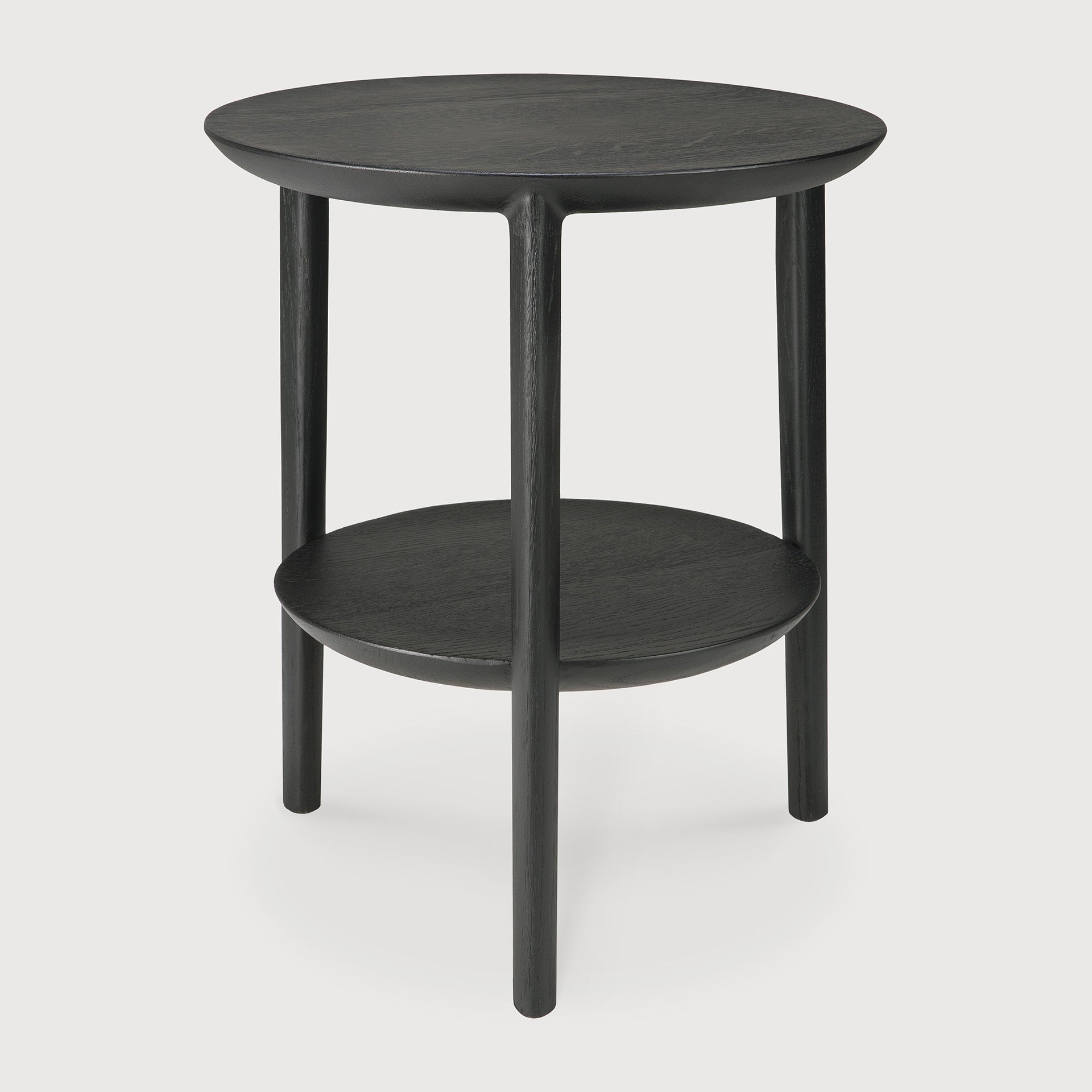 Bok side table - varnished oak - black - round White Cliff Studio Side Table