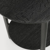 Bok side table - varnished oak - black - round White Cliff Studio Side Table