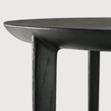 Bok side table - varnished oak - black - round White Cliff Studio Side Table