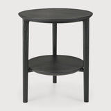 Bok side table - varnished oak - black - round White Cliff Studio Side Table
