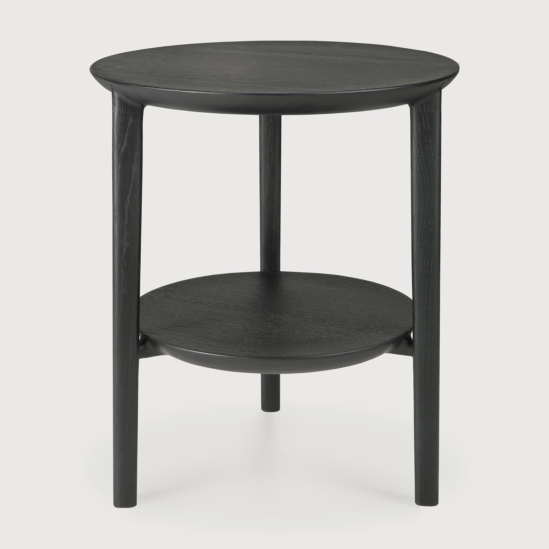 Bok side table - varnished oak - black - round White Cliff Studio Side Table