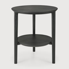 Bok side table - varnished oak - black - round White Cliff Studio Side Table