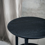 Bok side table - varnished oak - black - round White Cliff Studio Side Table