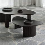 Boomerang coffee table - varnished mahogany - dark brown - pebble shape White Cliff Studio COFFEE TABLE