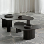 Boomerang coffee table - varnished mahogany - dark brown - pebble shape White Cliff Studio COFFEE TABLE