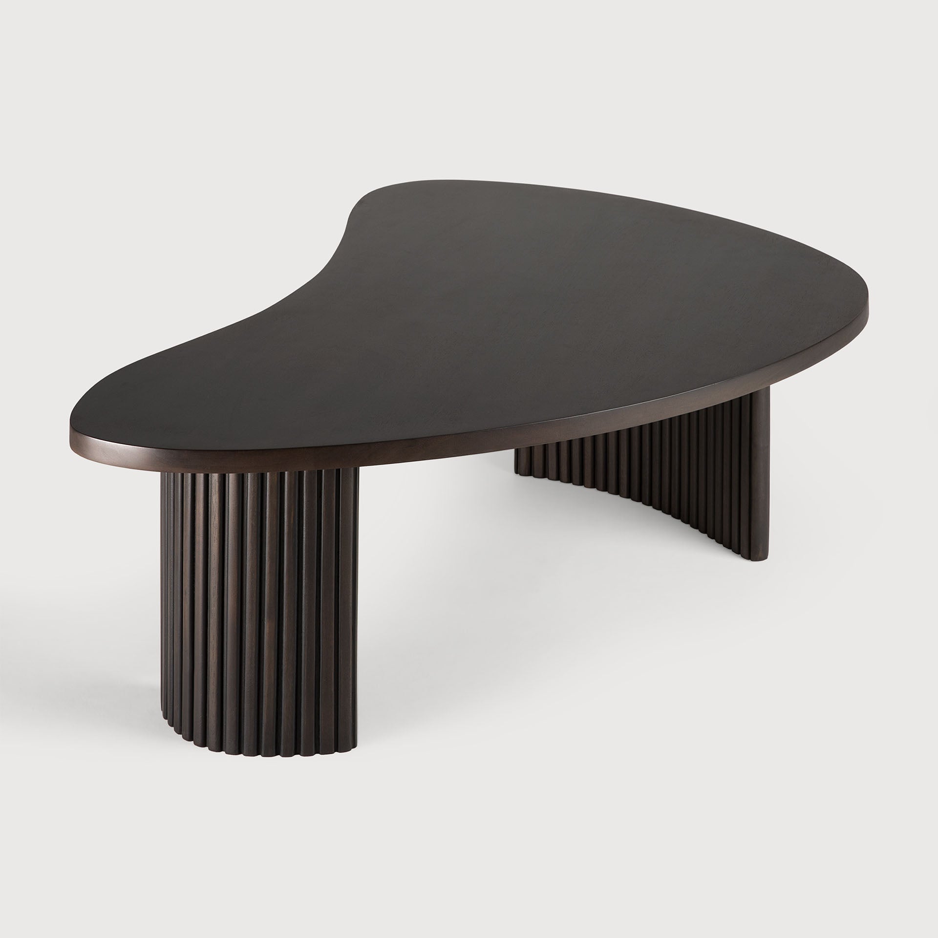 Boomerang coffee table - varnished mahogany - dark brown - pebble shape White Cliff Studio COFFEE TABLE