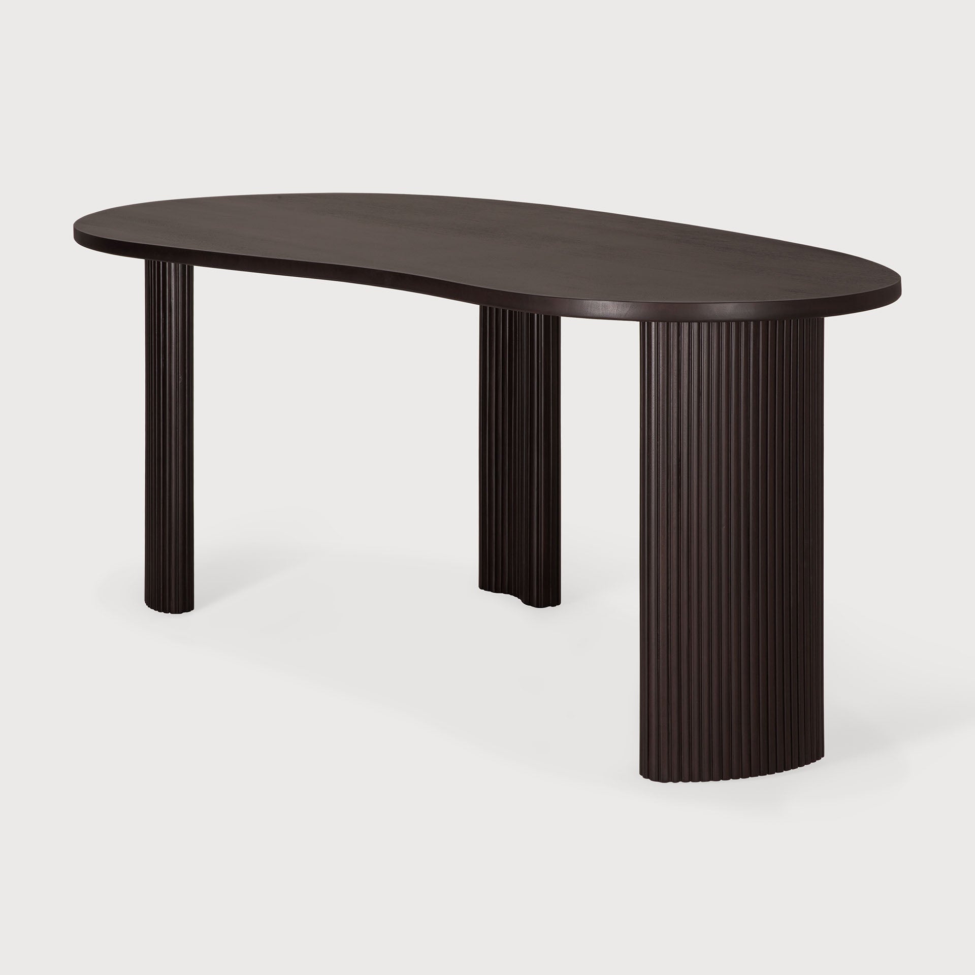 Boomerang desk - varnished mahogany - dark brown - pebble shape White Cliff Studio Desk