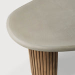 Boomerang outdoor coffee table - varnished concrete top - reclaimed teak base - Light Grey - pebble shape White Cliff Studio Outdoor Coffee Table