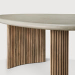 Boomerang outdoor coffee table - varnished concrete top - reclaimed teak base - Light Grey - pebble shape White Cliff Studio Outdoor Coffee Table