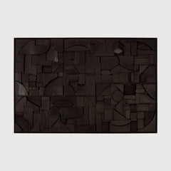 Bricks wall art - varnished wood - black - wooden frame - rectangular White Cliff Studio Wall Decor & Art