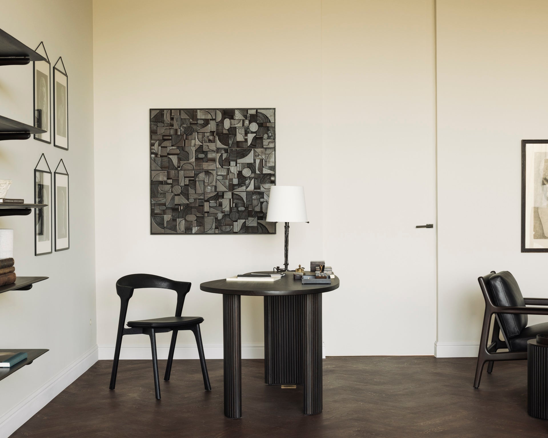 Bricks wall art - varnished wood - black - wooden frame - square White Cliff Studio Wall Decor & Art