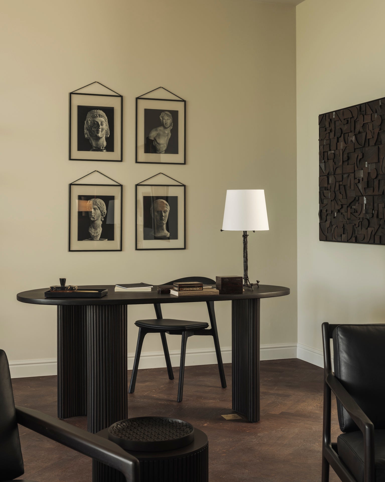 Bricks wall art - varnished wood - black - wooden frame - square White Cliff Studio Wall Decor & Art