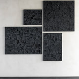 Bricks wall art - varnished wood - black - wooden frame - square White Cliff Studio Wall Decor & Art