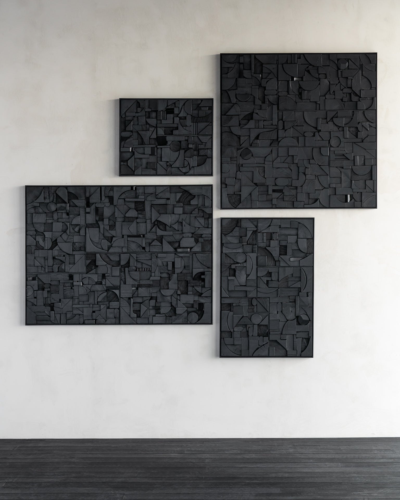 Bricks wall art - varnished wood - black - wooden frame - square White Cliff Studio Wall Decor & Art