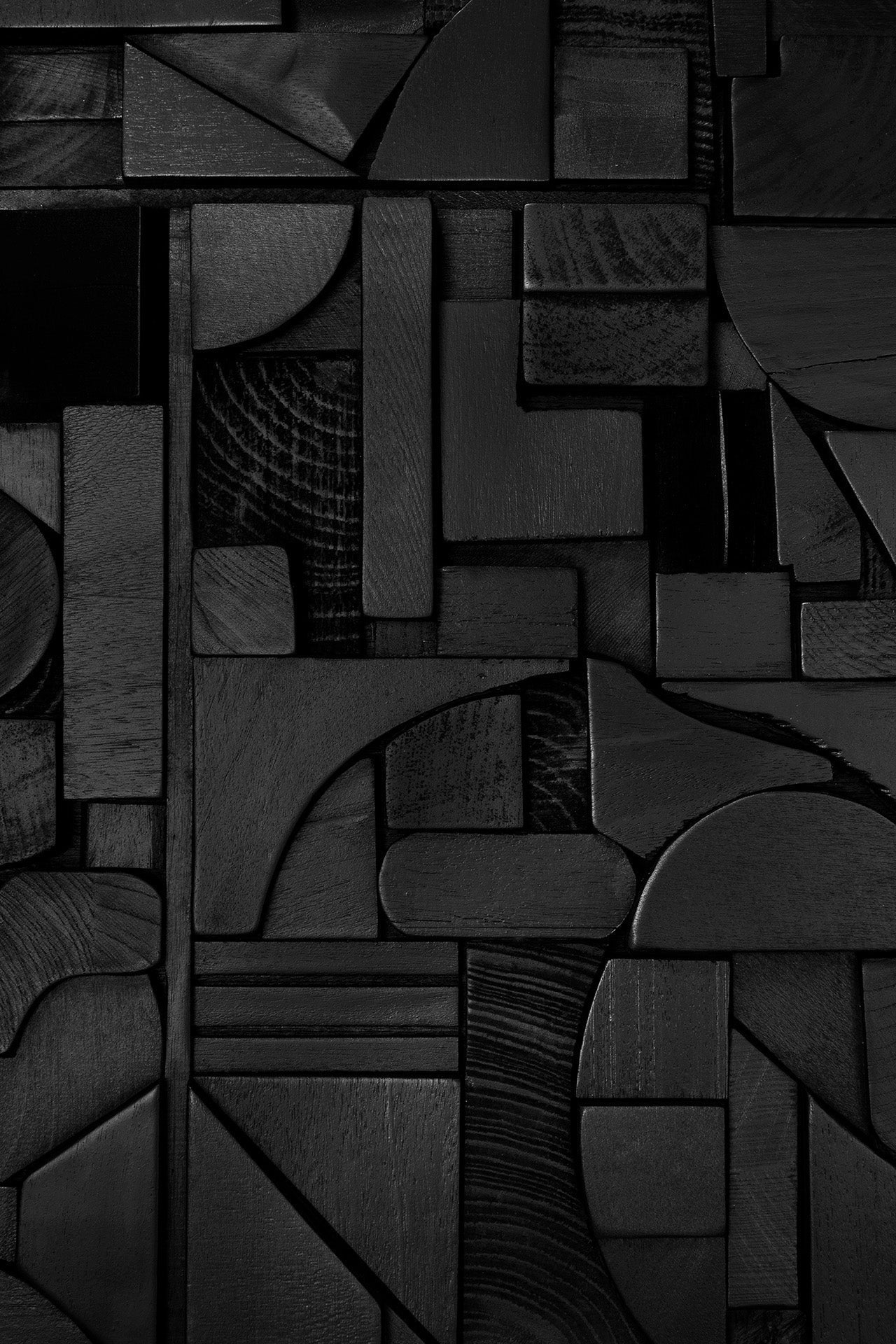 Bricks wall art - varnished wood - black - wooden frame - square White Cliff Studio Wall Decor & Art