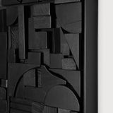 Bricks wall art - varnished wood - black - wooden frame - square White Cliff Studio Wall Decor & Art