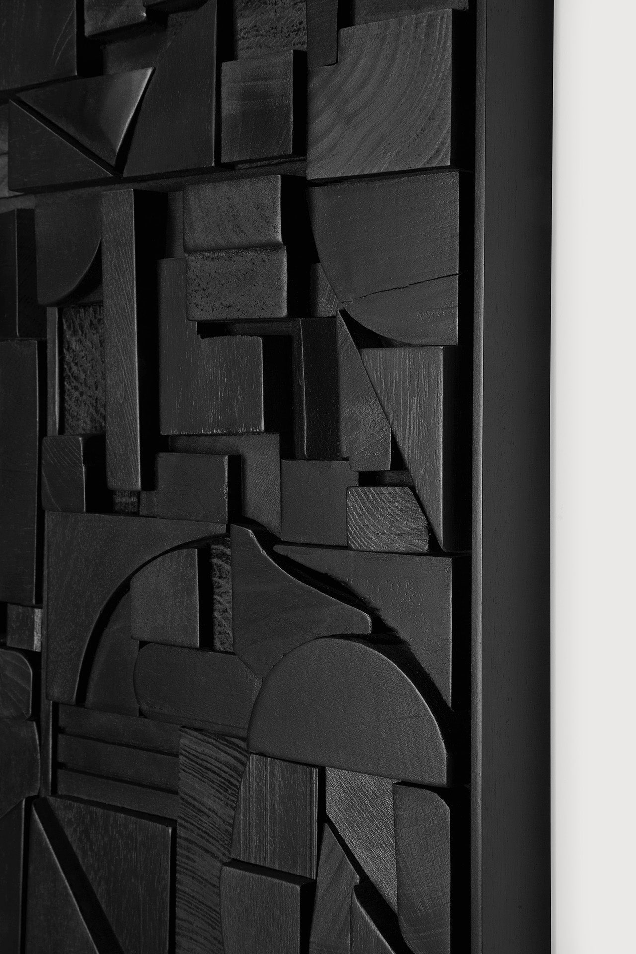 Bricks wall art - varnished wood - black - wooden frame - square White Cliff Studio Wall Decor & Art