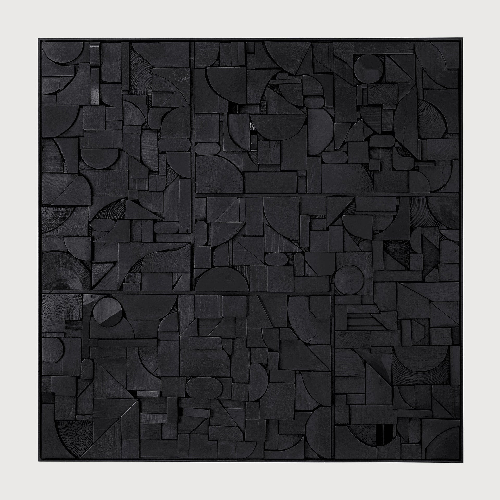 Bricks wall art - varnished wood - black - wooden frame - square White Cliff Studio Wall Decor & Art
