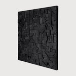 Bricks wall art - varnished wood - black - wooden frame - square White Cliff Studio Wall Decor & Art